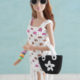 barbie, ibiza, gehaakt, covertop, tas, gehaakt, ster,zwart, wit