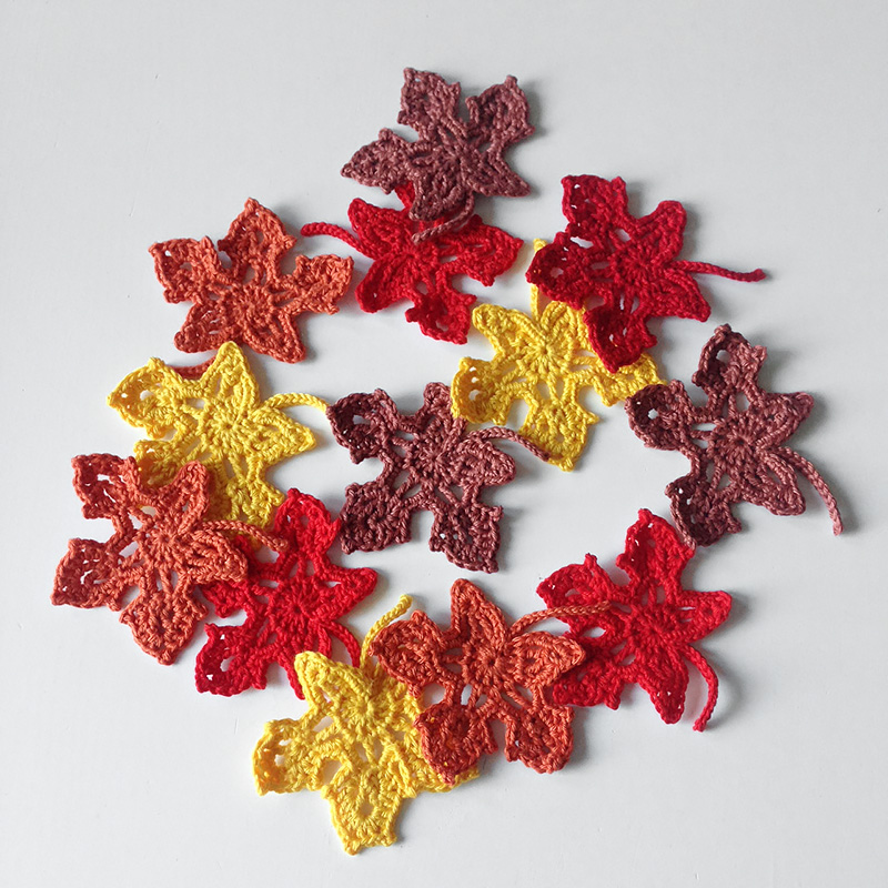 Esdoorn, gehaakte esdoornblaadjes, haakworkshops, Yolandevandenboom.nl, herfst herfstkleuren, haken, crochet, maple, maple leaf