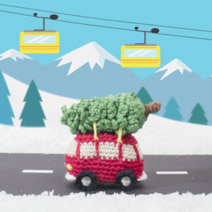 vw busje met kerstoom, haken, kerst, kersthaken, zwitserland, diy, instant download
