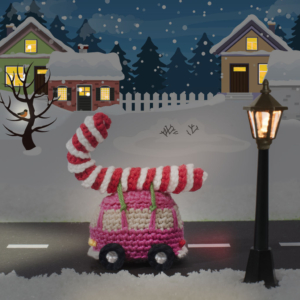 Kersthaakpatroon VW-busje met candy cane