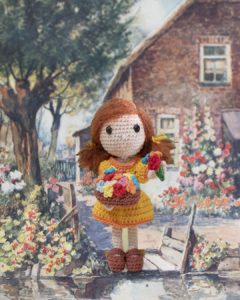 bloemenmeisje, gehaakt, roodhaar, bloemen, lente, tuin, diy, crochet