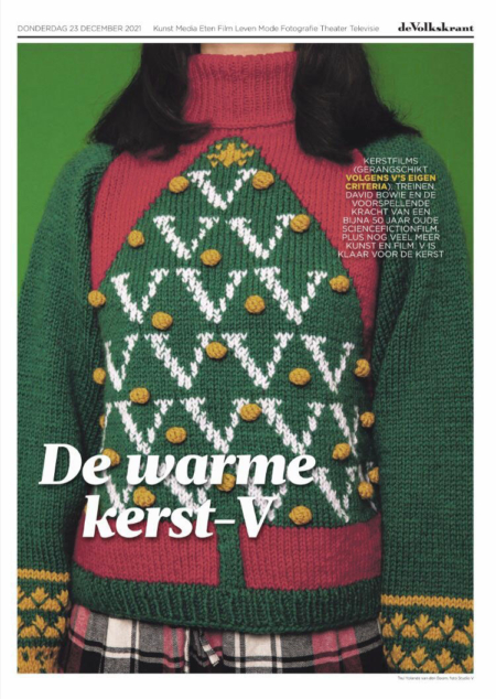 breien, trui, volkskrant, v-trui, kersttrui, knitting, breipatroon