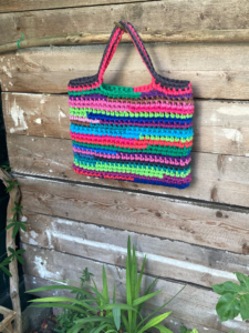gehaakte tas, diy, zpagetti tas, multi colored, haakpatroon, haken, haakproduct, spaghetti, tas